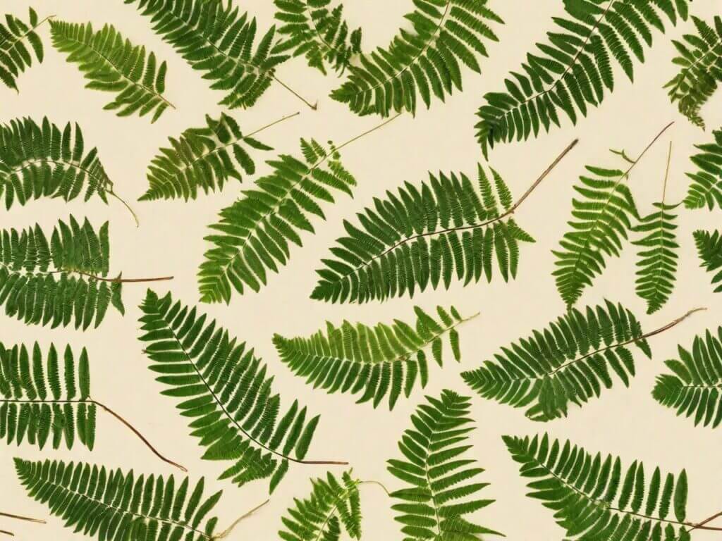 This image provides a visual to enrich reader understanding of what Mimosa hostilis looks like. Mimosa hostilis leaves pattern on beige background.