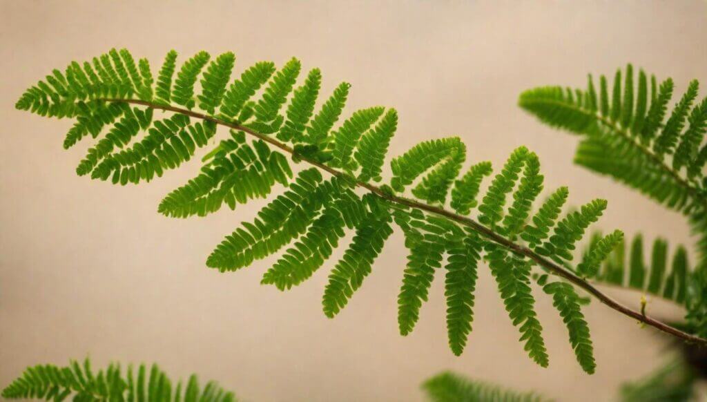 Vibrant Mimosa Hostilis Branch: A close-up image showcasing the lush foliage and intricate branching pattern of Mimosa Hostilis, a versatile plant known for its natural beauty and medicinal properties.