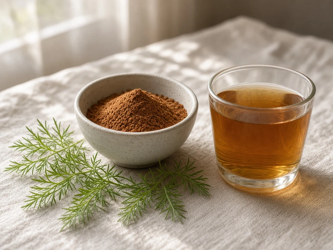 Herbal tea and Mimosa Hostilis root bark powder