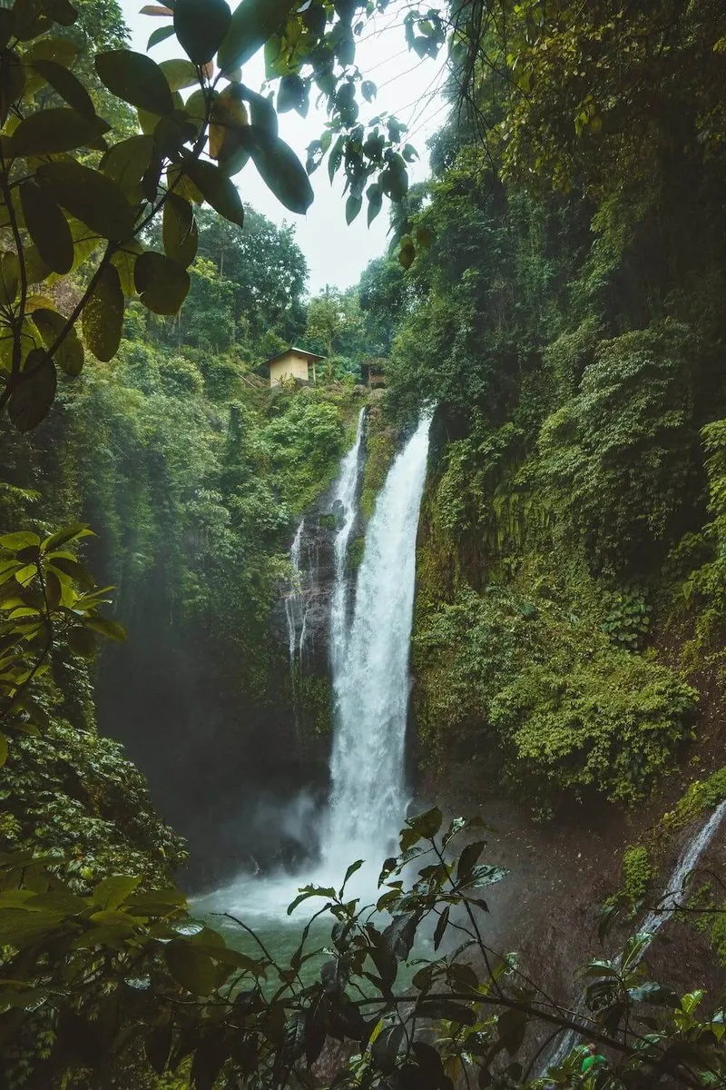 Majestic waterfall surrounded by dense jungle in Northern Brazil.