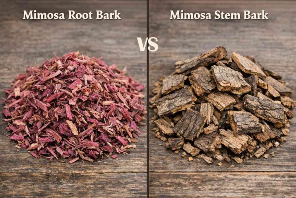 Mimosa root bark vs. stem bark