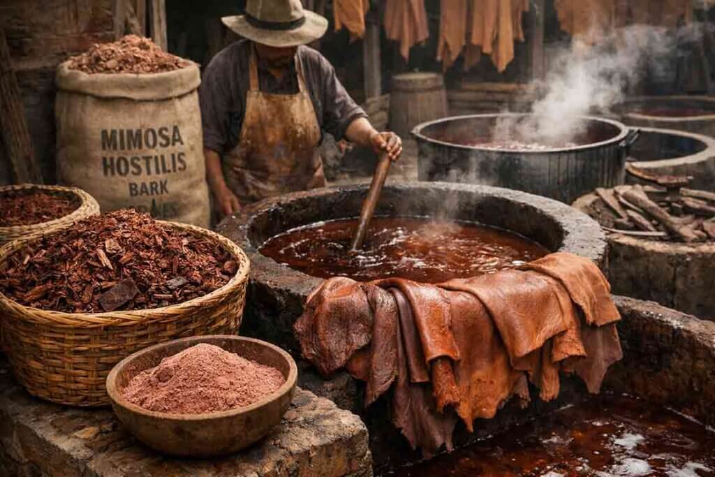 leather tanning with mimosa hostilis