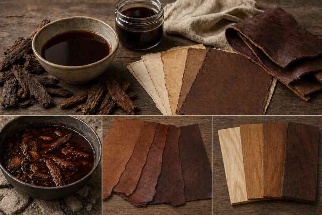 Dyeing Paper Leather and Wood With Jurema Bark